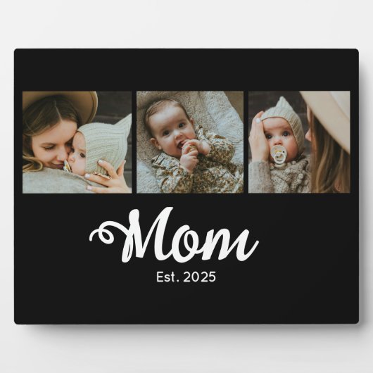 Plaque Photo Mom Established Modern Bold Script Black 3 Photo (Devant)