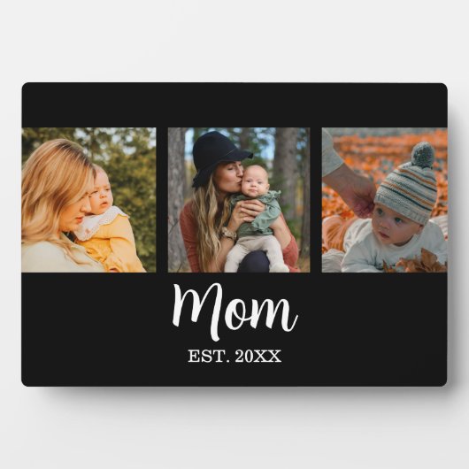 Plaque Photo Mom Established Modern Script Black 3 Photo (Devant)