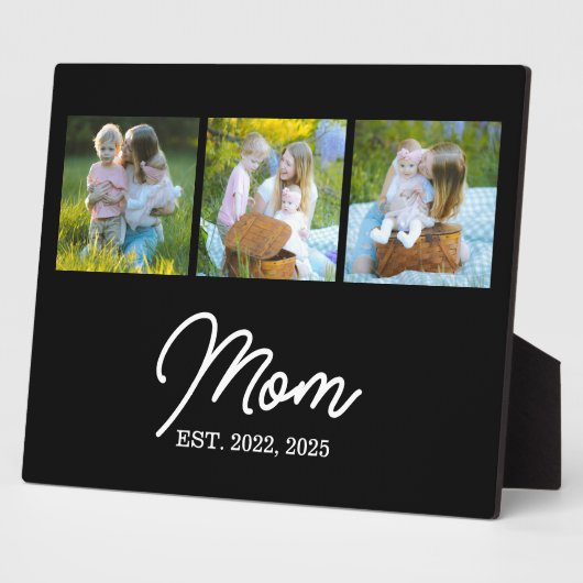 Plaque Photo Mom Established Modern Script Black 3 Photo (Côté)