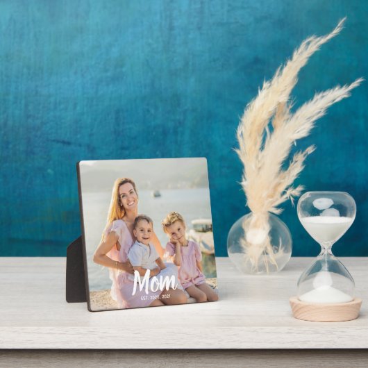 Plaque Photo Mom Established Personalized Script Photo Keepsake (Insitu)