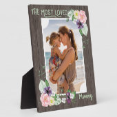 Plaque Photo Mommy Rustic Bois Floral Photo (Côté)
