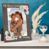 Plaque Photo Mommy Rustic Bois Floral Photo (Côté)