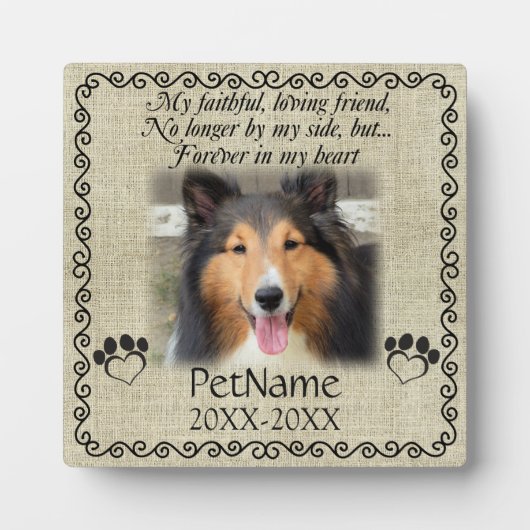 Plaque Photo Mon Ami Fidèle Pet Sympathie Custom Burlap (Devant)