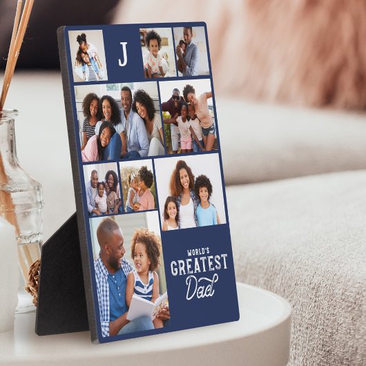 Plaque Photo Mondes plus grand papa Monogramme Grille photo Col