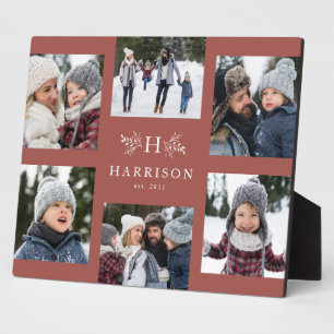 Plaque Photo Monogramme 6 collage photo nom de famille rose pou