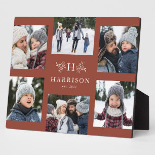 Plaque Photo Monogramme 6 photo collage nom de famille terracot