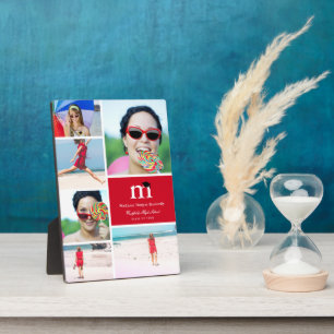 Plaque Photo Monogramme Classique Bloc de Couleurs 6 Photo Grad