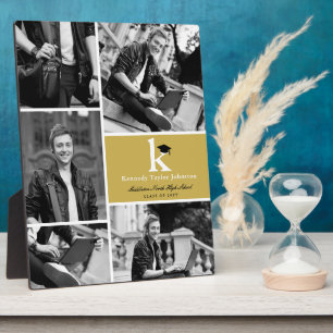 Plaque Photo Monogramme classique Blocs d'or 5 Photo Graduation