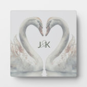 Plaque Photo Monogramme de cygne romantique (Devant)
