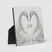 Plaque Photo Monogramme de cygne romantique (Recto)