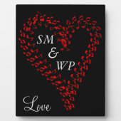Plaque Photo Monogramme de Red Heart Couple (Devant)