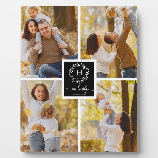 Plaque Photo Monogramme Famille Photo Collage Home Décor (Devant)
