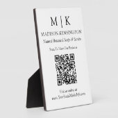 Plaque Photo Monogramme minimal ou ajout de logo Code QR profes (Côté)