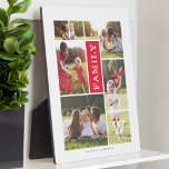 Plaque Photo Monogramme moderne Famille personnalisée Collage p<br><div class="desc">Notre impression de toile de collage de grille photo moderne et minimale est parfaite pour afficher vos souvenirs de photos de famille et d'animaux. Le design comprend une grille de 9 carré avec 5 carrés pour afficher vos propres souvenirs photo spéciaux. L'aménagement épuré, blanc et minimal, est parfait pour compléter...</div>