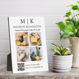 Plaque Photo Monogramme ou ajouter un logo Business QR Code 4 P