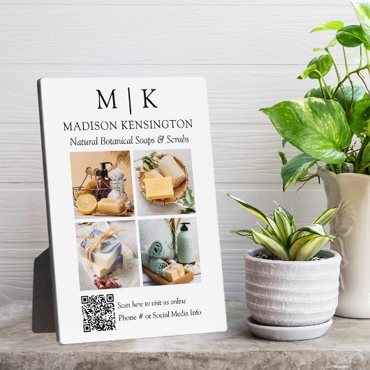 Plaque Photo Monogramme ou ajouter un logo Business QR Code 4 P