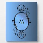 Plaque Photo Monogramme ou initiale bleue (Devant)