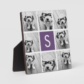 Plaque Photo Monogramme personnalisé Eggplant et collage photo  (Recto)