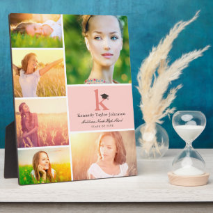 Plaque Photo Monogramme simple avec blocs de couleur et 6 photo