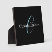 Plaque Photo Monographie de script cursive modifiable noir bleu (Recto)