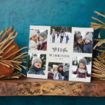Plaque Photo Monographie rustique 6 photo collage famille noir<br><div class="desc">Un collage de six photos entoure une simple branches initiale et rustique avec un nom et une année. Fait un grand cadeau de keepsaké avec son simple jeu de couleurs noir et blanc cassé. Reportages de votre année, le meilleur de votre séance photo de famille, images de petits-enfants, photos de...</div>