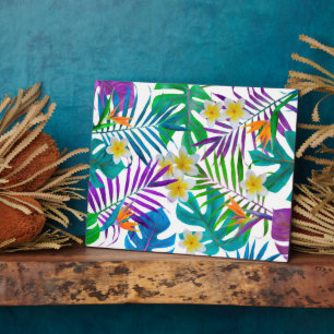 Plaque Photo Monstera Palm Trees Plumeria Strelitzia