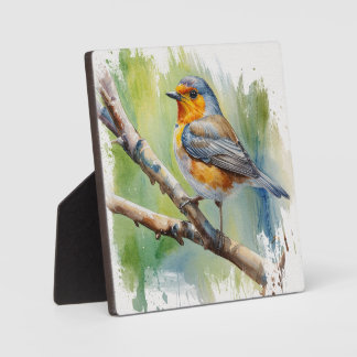 Plaque Photo Morning Song robin peinture d'oiseaux
