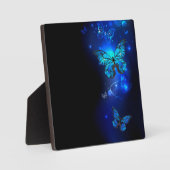 Plaque Photo Morpho Butterfly in the Dark Background (Recto)