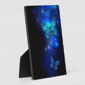 Plaque Photo Morpho Butterfly in the Dark Background (Côté)