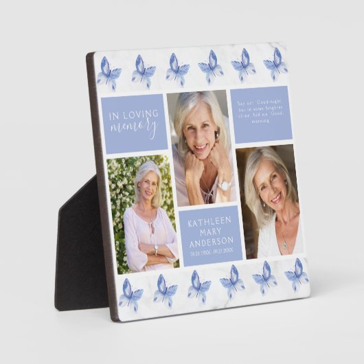 Plaque Photo Mosaïque de photos en souvenir affectueux Papillon (Recto)