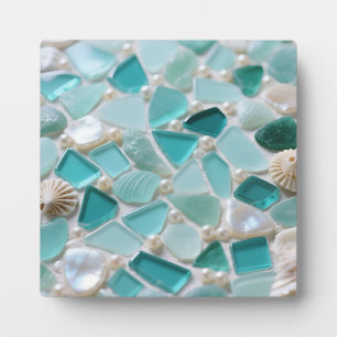 Plaque Photo Mosaïque de verre de mer Turquoise Charme côtier