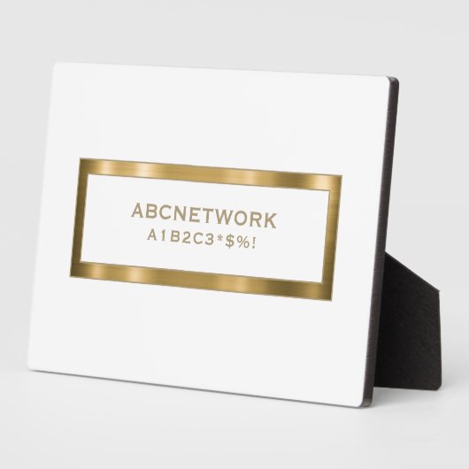 Plaque Photo Mot de passe Wifi minimal Signer Blanc Or (Côté)