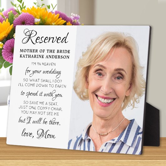Plaque Photo Mother Of Bride Photo Heaven Memorial Wedding