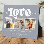 Plaque Photo Mother's Day We love You Mom Family Photo Collage<br><div class="desc">We love you!  For the Best Mom or Grandma Ever in your life,  a modern,  trendy Instagram family photo collage throw pillow with modern script typography and your personal name and message on dusty blue.</div>