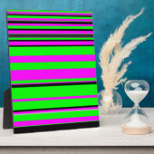 Plaque Photo Motif à rayures couleur noir rose chaud (Côté)