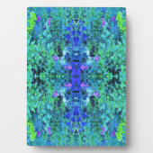 Plaque Photo Motif Abstrait de Feuillage Chartreuse et Bleu (Devant)