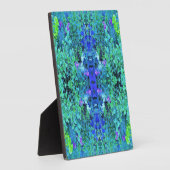 Plaque Photo Motif Abstrait de Feuillage Chartreuse et Bleu (Côté)