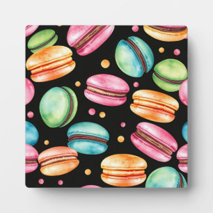 Plaque Photo Motif aquarelle de macaron français coloré