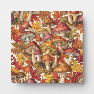 Plaque Photo Motif botanique vintage de forêt de champignons d'