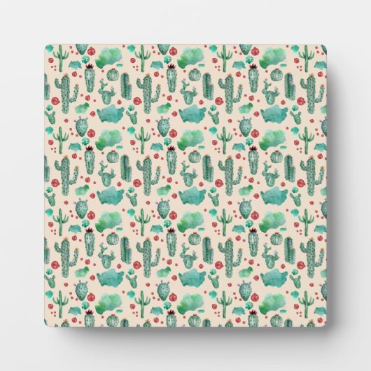 Plaque Photo motif cactus et ladybug - arrière - plan beige (Devant)