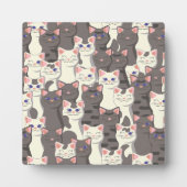 Plaque Photo Motif de chats blancs et gris (Devant)