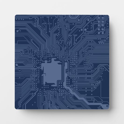 Plaque Photo Motif de circuit Geek bleu (Devant)