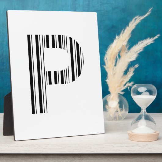 PLAQUE PHOTO MOTIF DE CODE À BARRES DE PREMIÈRE INITIALE CODE À (Côté)