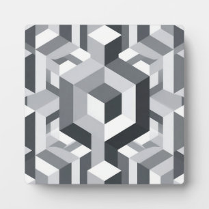 Plaque Photo Motif de cube isométrique monochrome