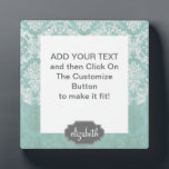 Plaque Photo Motif de Damas Vintage bleu glace avec finition gr<br><div class="desc">Un motif vintage avec tableau de bord et dentelle. Regardez de près les fleurs et les feuilles.Un design tendance avec les couleurs de bijoux et l'élégance. Les éléments sont plus faciles à customiser lorsque vous remplacez tout le texte et les photos en premier. Si votre art doit encore être ajusté,...</div>