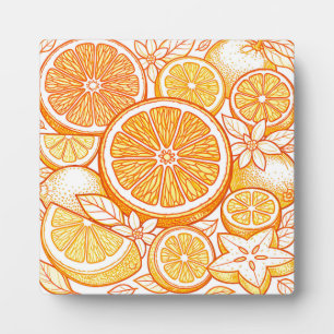Plaque Photo Motif de tranche d'orange citronnée vibrante