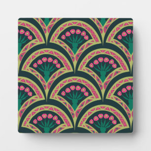 Plaque Photo Motif de ventilateur floral rose et vert