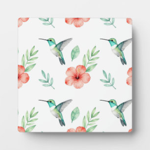 Plaque Photo Motif d'Hibiscus Colibri Turquoise