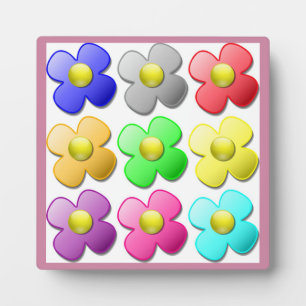 PLAQUE PHOTO MOTIF FLEURS COLORÉ