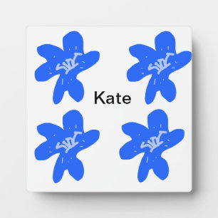 Plaque Photo Motif floral bleu aquarelle ajouter nom